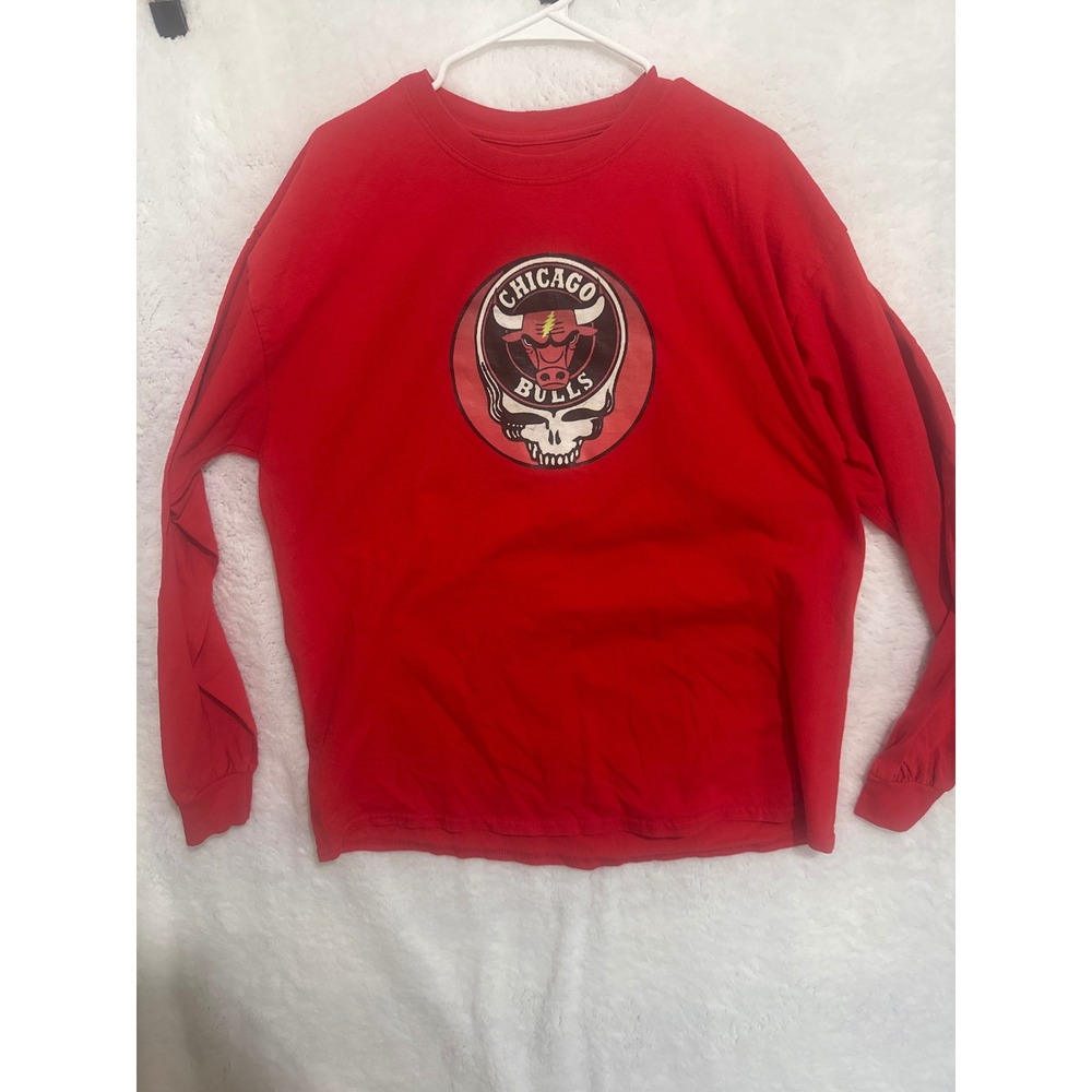 Chicago Bulls Grateful Dead Steal Your Face Long Sleeve T-Shirt‎